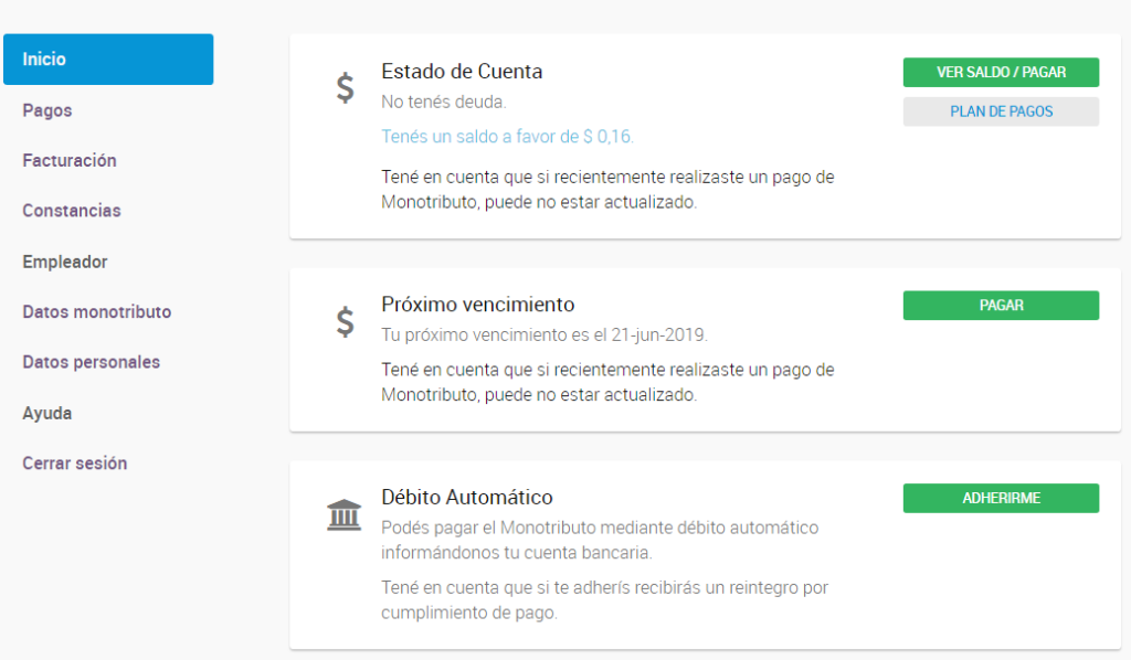 Monotributo débito automático