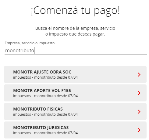 pago monotributo desde homebanking